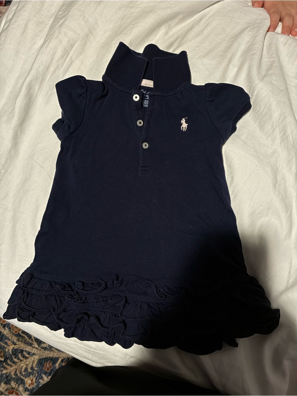 Ralph Lauren Navy Polo Dress with Ruffle Hem